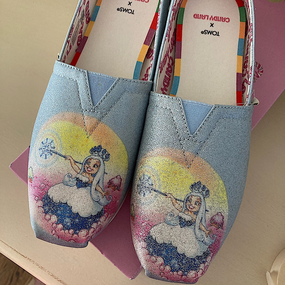 Toms Candy Land Queen Frostine Glitter Alpargata Slip In Shoes Size Womens 9.5